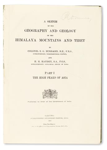 BURRARD, SIDNEY GERALD; and HAYDEN, HENRY HUBERT. A Sketch of the Geography and Geology of the Himalaya Mountains and Tibet.  1907-08